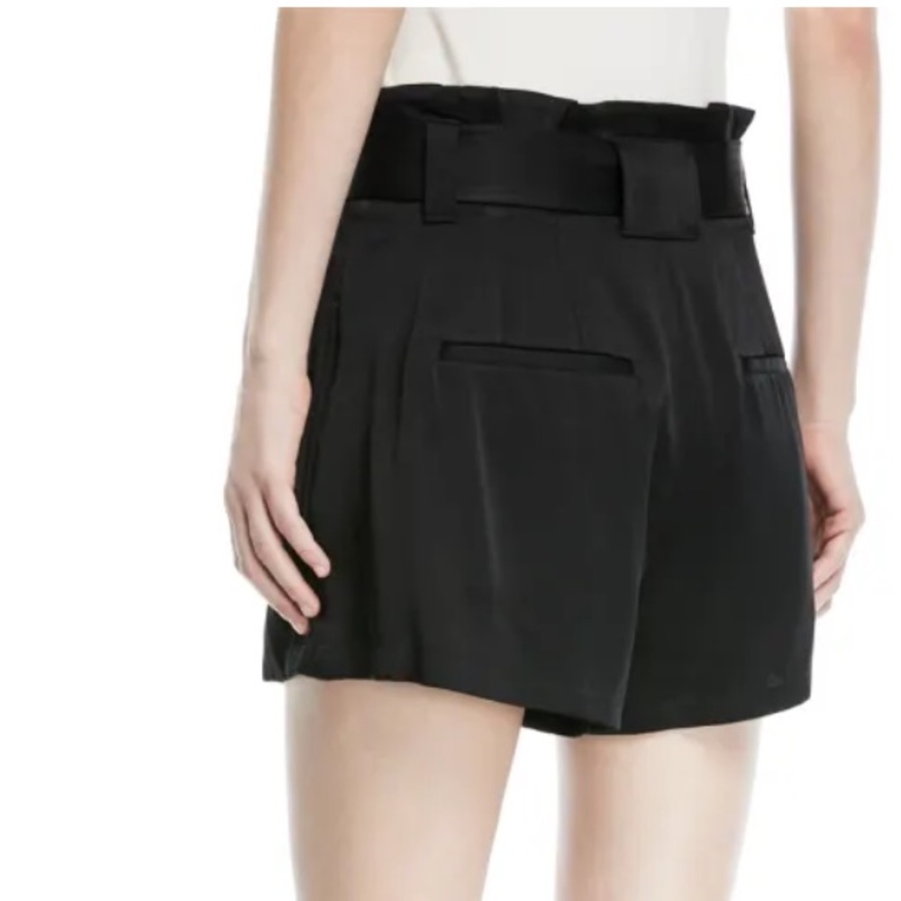 NWOT A.L.C. Black Deliah High-Waist Drapey Satin Shorts, Size 4 - Picture 2 of 5